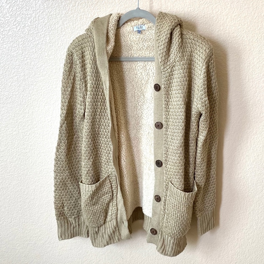 Tobi Hooded Cardigan Beige